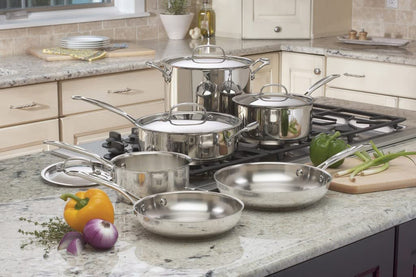 10 Piece Chef's Classic Stainless Pot & Pan Cookware Set