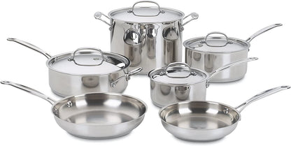 10 Piece Chef's Classic Stainless Pot & Pan Cookware Set