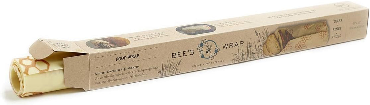 Reusable Beeswax Food Wraps Made in the USA, Eco Friendly Beeswax Food Wrap, Sustainable Food Storage Containers, Organic Cotton Food Wrap, XXL Cut to Size Wax Paper Roll, Honeycomb Pattern